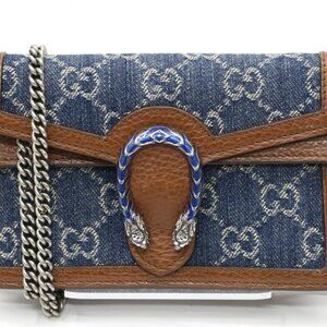 Gucci Denim GG Monogram Super Mini Dionysus Shoulder Bag - Blue
